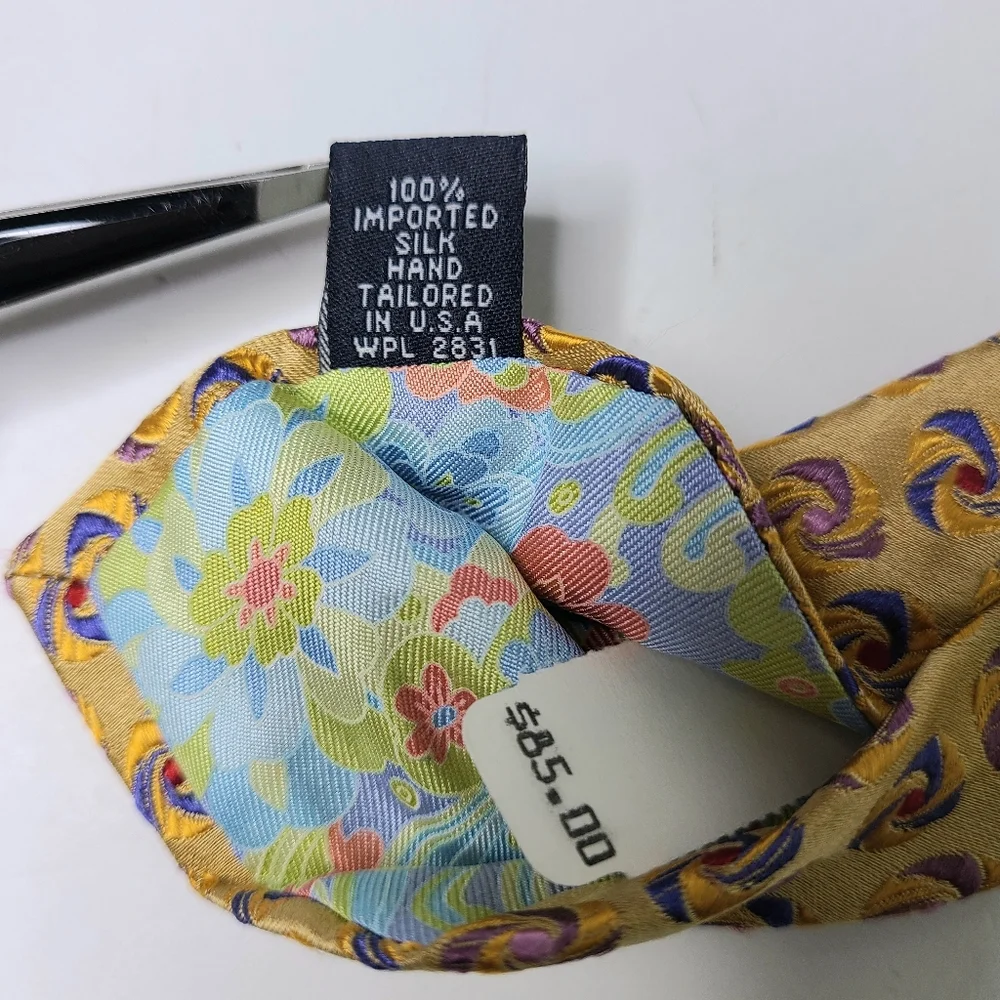 Ted Baker Geometric Print Marigold Pinwheel Swirl Woven Silk Tie